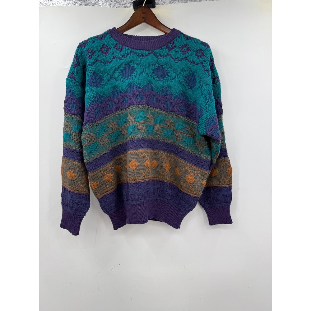 Unionbay Mens Sweater Size M Geometric‎ Pattern Crewneck Long Sleeve Pullover